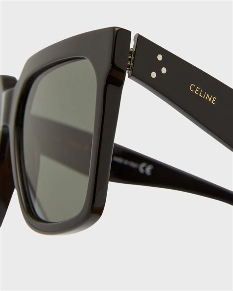 Celine Square Acetate Sunglasses w/ Side Studs 